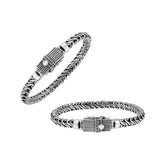 Sterling silver braided Bali weave heritage bracelet with ribbed clasp handcrafted in Bali, Indonesia.